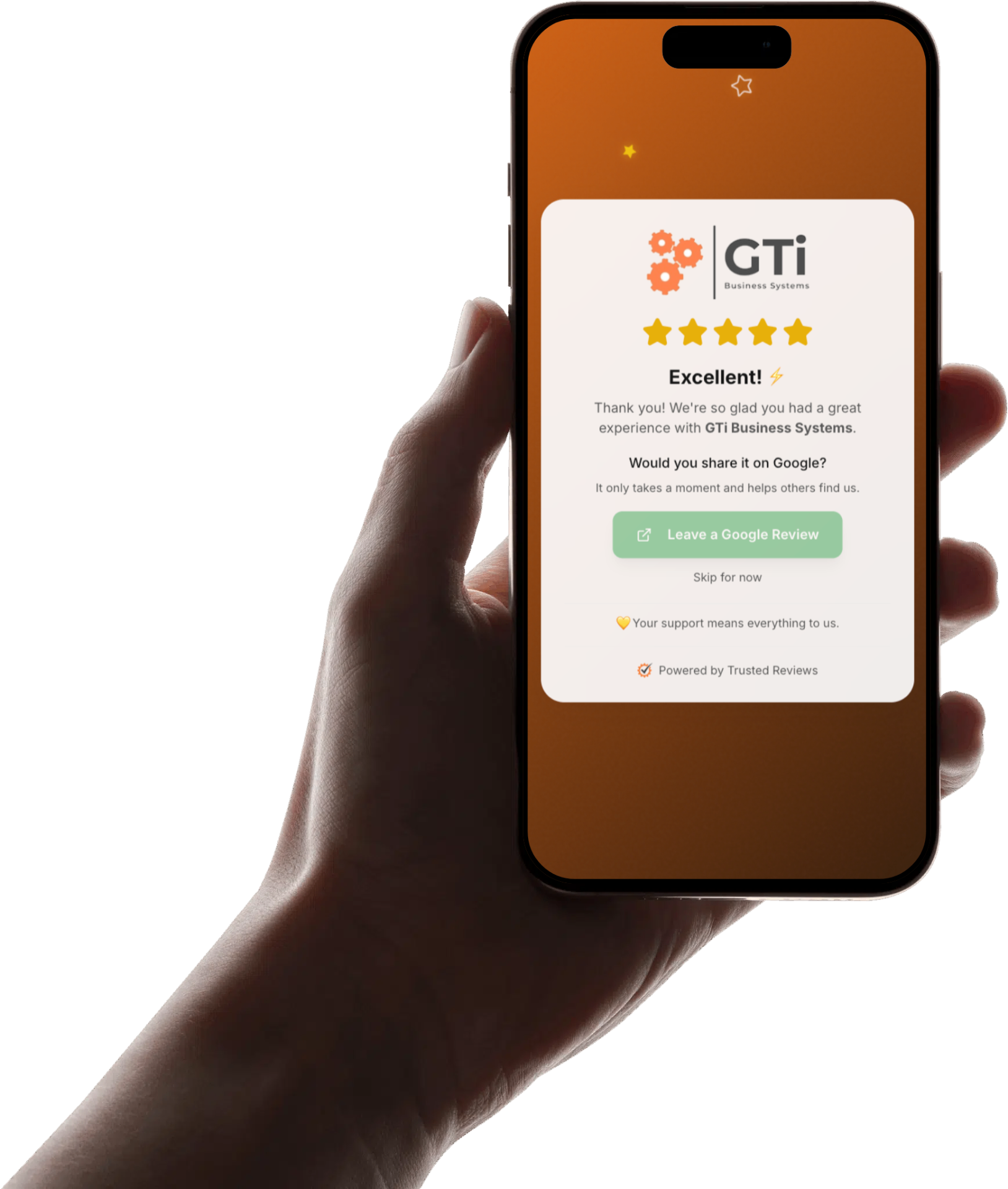 Customer rating experience on smartphone